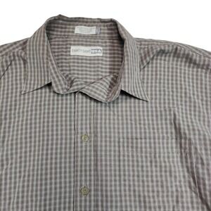 Eighty Eight USA Brown Check Short Sleeve Button Up Shirt Mens Large Rayon